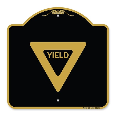Signmission Designer Series Sign-Yield, Black & Gold Aluminum Architectural Sign, 18" x 18", BG-1818-22695 A-DES-BG-1818-22695